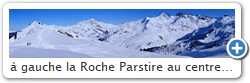 à gauche la Roche Parstire au centre le Mont-Blanc à droite la Pierra Menta