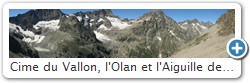 Cime du Vallon, l'Olan et l'Aiguille de l'Olan depuis le lac des Rouies. A gauche le lac des Muandes