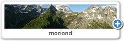 panorama depuis le sommet du Moriond. Au centre l'Aiguille de la Vanoise