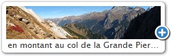 en montant au col de la Grande Pierre, vue sur le Grand Bec,  gauche le Mont-blanc